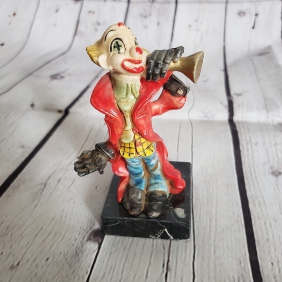 Vintage Clown Figurine Playing Horn Made in Italy Carrara Marble Base - Picture 11 of 11